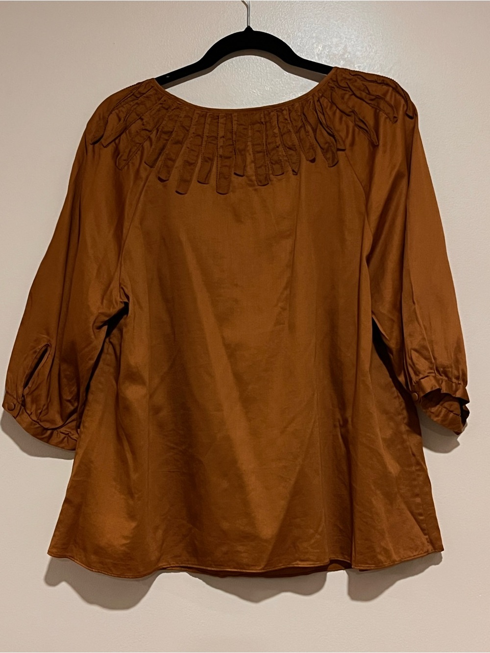 Talbots | Cotton a-line ruffled blouse Brown women’s size 2X lightweight flowy - Picture 3 of 6